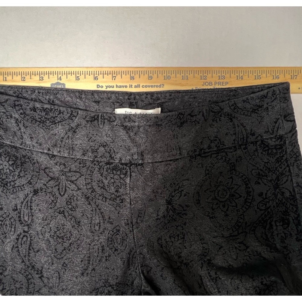 Zac & Rachel Black Velvet Paisley Romantic Cropped Pants Women's Size Large - Picture 9 of 16